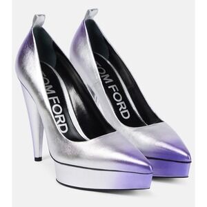 TOM FORD Size EU 39 Ombré‎ Cone Heel Platform Pumps Cone Silver Mauve Women's